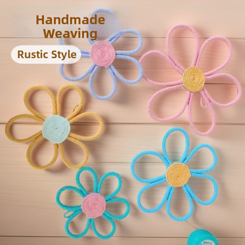 Ručne vyrobený bavlnený listový gobelín na stenu, bohémska margarétka a dúhový prívesok