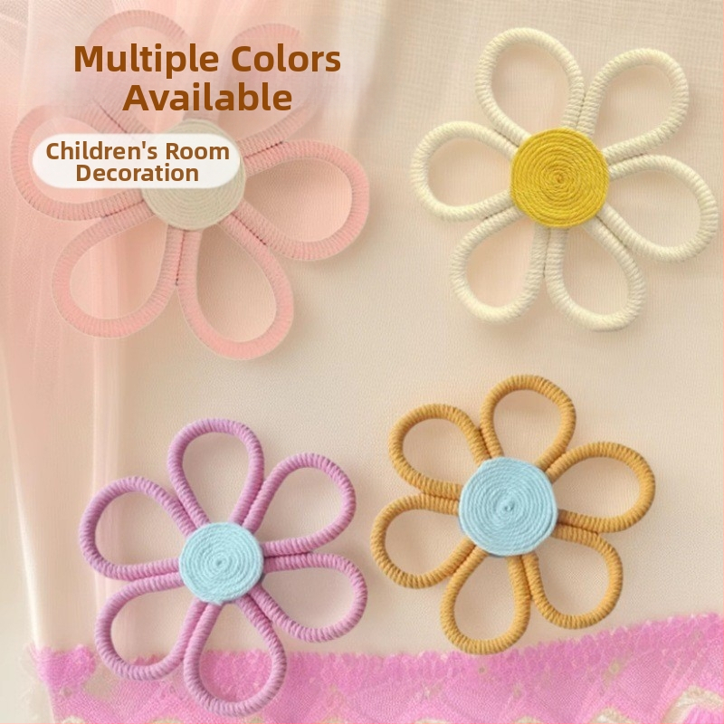 Ručne vyrobený bavlnený listový gobelín na stenu, bohémska margarétka a dúhový prívesok