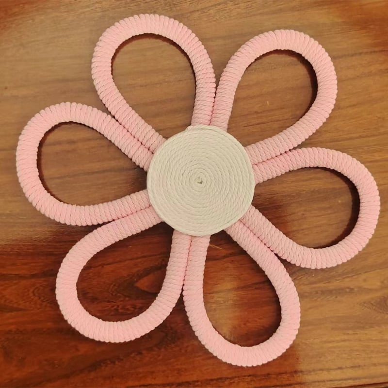 Χειροποίητο βαμβακερό ταπισέρι φύλλου για τον τοίχο, μποέμικη μαργαρίτα και κρεμαστό με ουράνιο τόξο