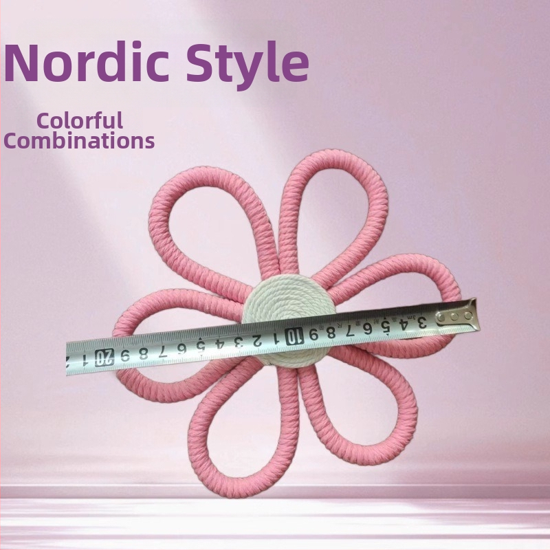 Ručne vyrobený bavlnený listový gobelín na stenu, bohémska margarétka a dúhový prívesok