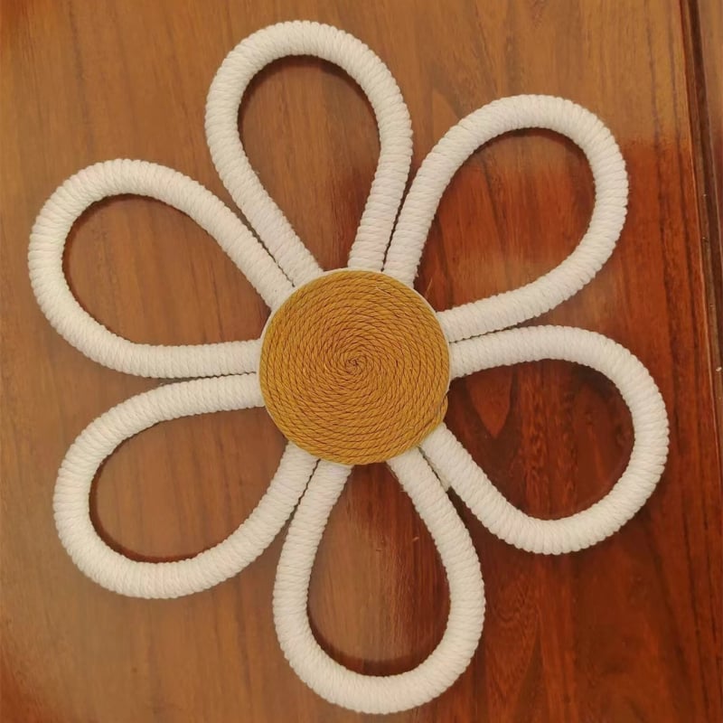 Χειροποίητο βαμβακερό ταπισέρι φύλλου για τον τοίχο, μποέμικη μαργαρίτα και κρεμαστό με ουράνιο τόξο