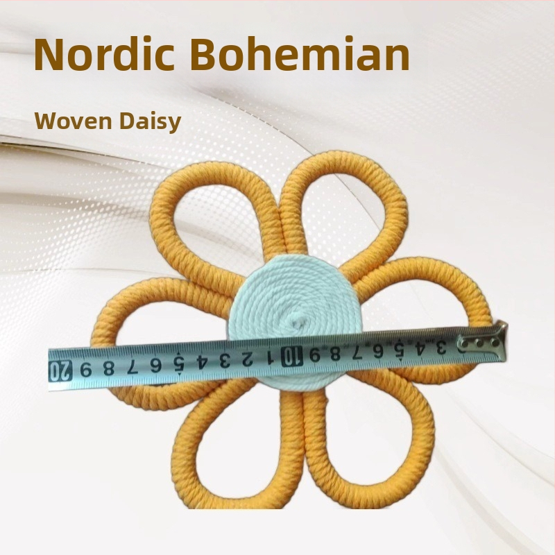 Ručne vyrobený bavlnený listový gobelín na stenu, bohémska margarétka a dúhový prívesok