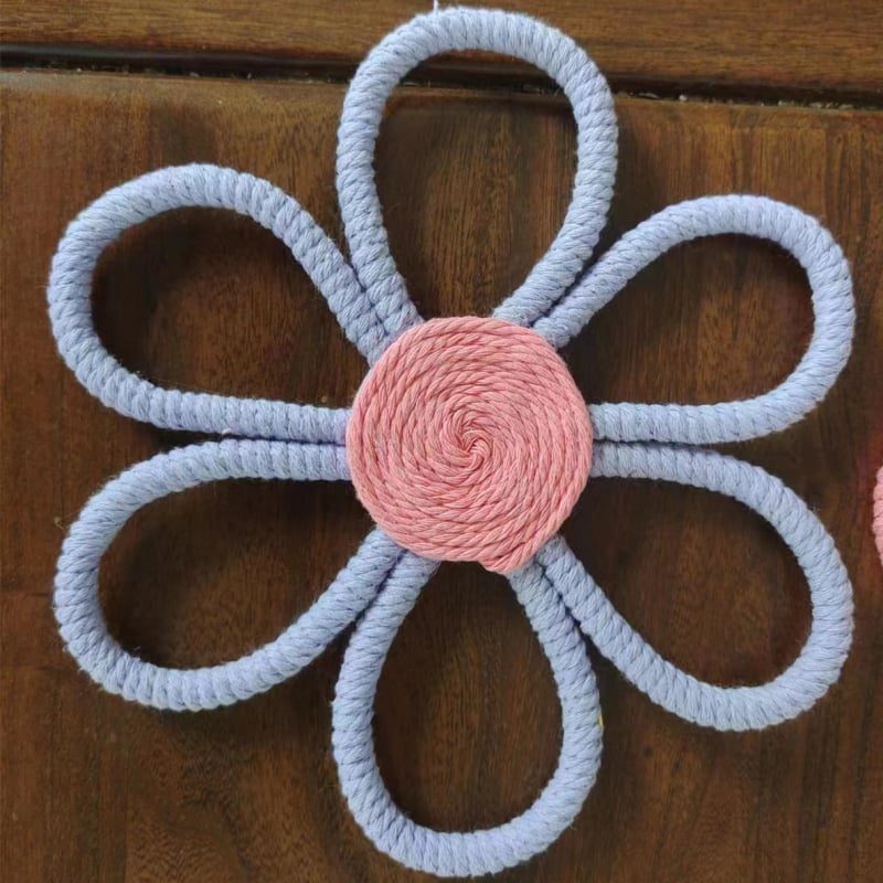 Χειροποίητο βαμβακερό ταπισέρι φύλλου για τον τοίχο, μποέμικη μαργαρίτα και κρεμαστό με ουράνιο τόξο