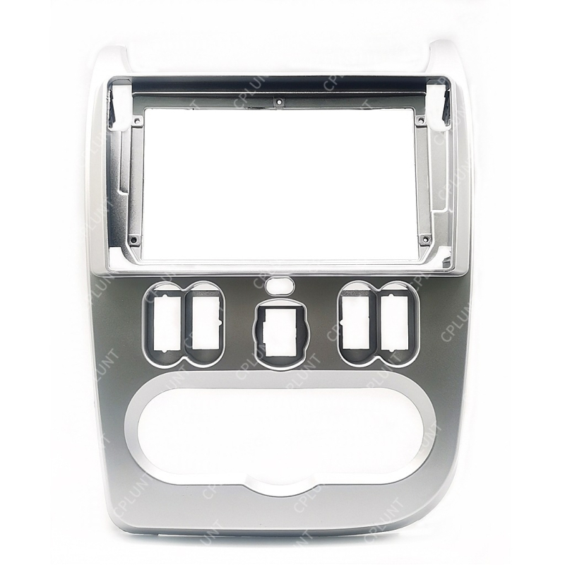 Okvir za navigacijski panel autom Renault Logan/Sandero/Duster — ABS+PC, 2009–2015, težina 1 kg