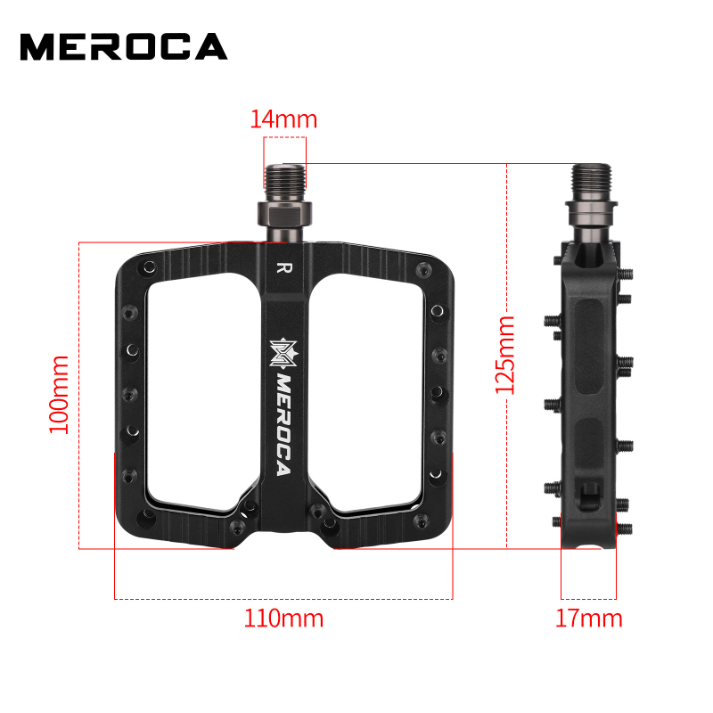 Meroca FR-25 pedale za MTB i cestovne bicikle – aluminijska legura, os od krom-molibden čelika, dutina velika pedala površina, protuklizna površina