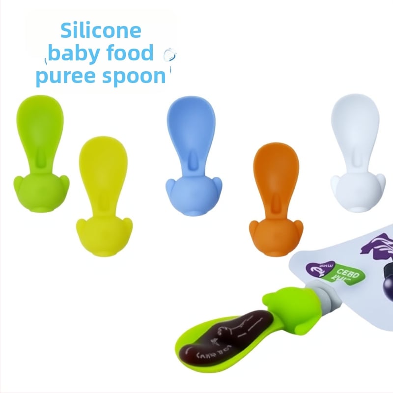 Wy kūdikių silikoninis košelės šaukštelis su saugojimo dėžute – maitinimo priemonė nuo 6 mėnesių