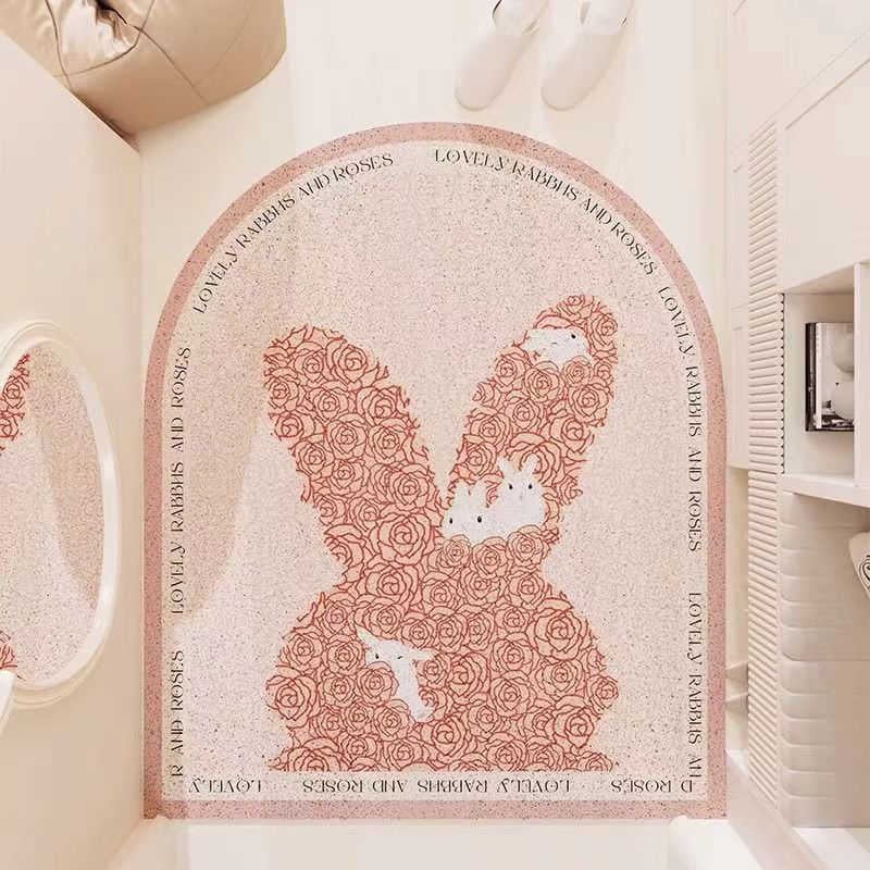 Входна подложка за пода с мотив карикатурно зайче, Silk-Circle материал, специална форма, измиваща се