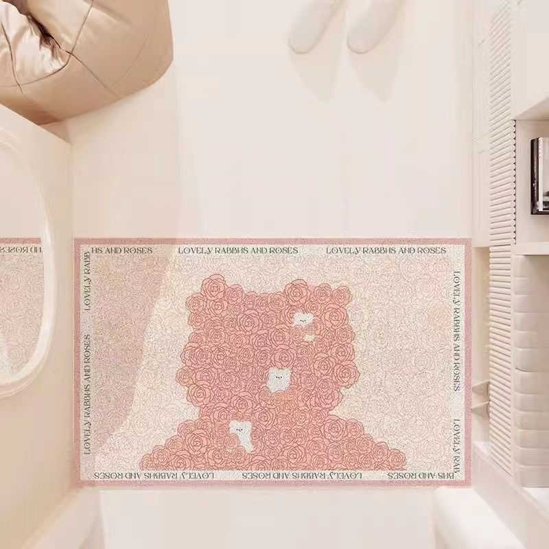 Входна подложка за пода с мотив карикатурно зайче, Silk-Circle материал, специална форма, измиваща се