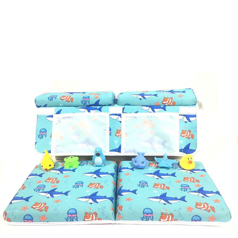 Baba fürdés párna és csúszásmentes matrac szívókorongokkal, modern egyszerű stílus, testreszabható minta, fürdőszobai használatra