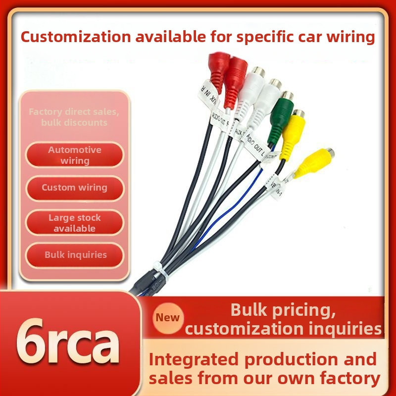 Android navigačný kábel do auta s napájaním, USB, RCA, 4‑pin/6‑pin konektory, GPS anténa a cúvací kábel