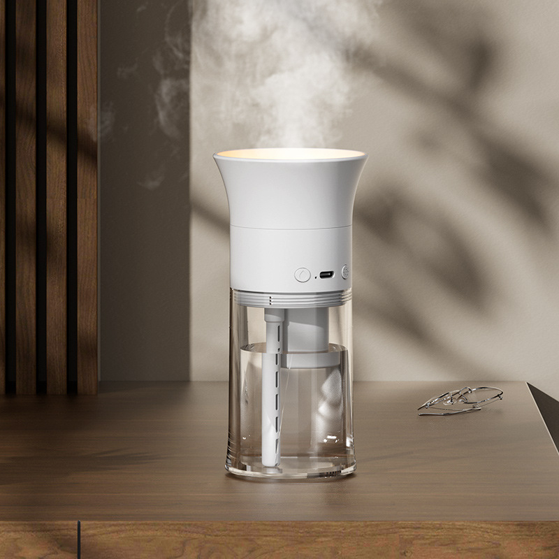 Asztali párásító aromaterápiával – USB tápellátás beépített akkumulátorral, 1 párásító nyílás, 41–60 m² fedettség, csendes működés <36 dB, időzítő 8 óránál hosszabb