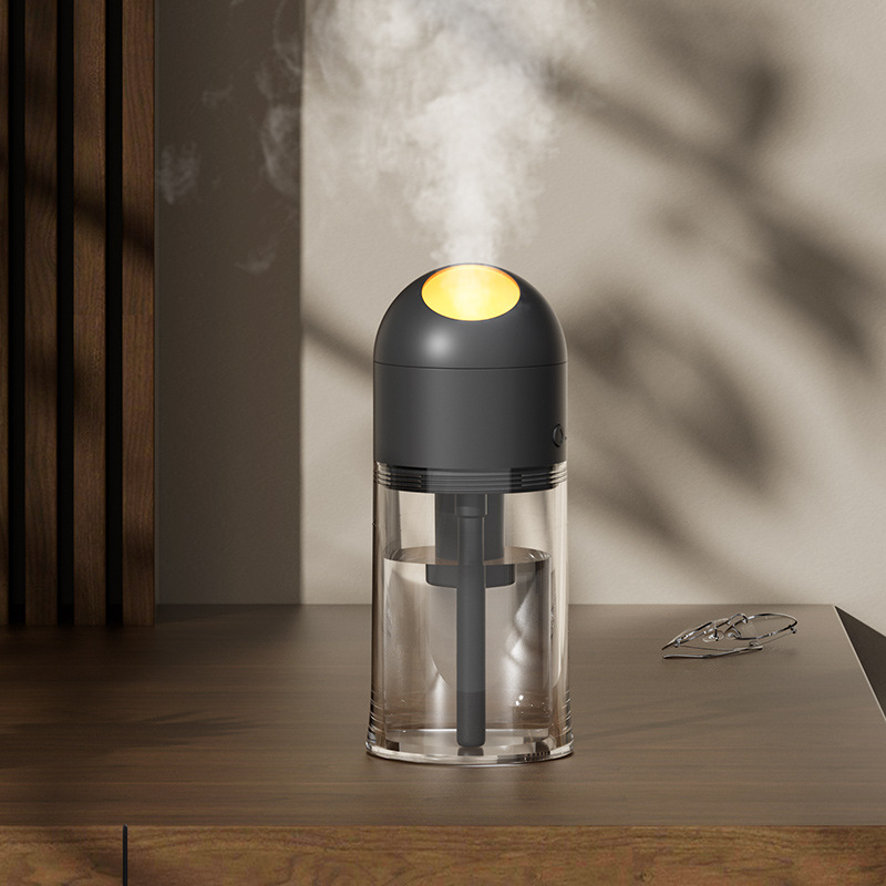 Asztali párásító aromaterápiával – USB tápellátás beépített akkumulátorral, 1 párásító nyílás, 41–60 m² fedettség, csendes működés <36 dB, időzítő 8 óránál hosszabb