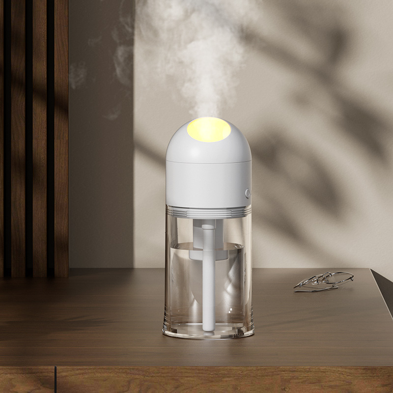 Asztali párásító aromaterápiával – USB tápellátás beépített akkumulátorral, 1 párásító nyílás, 41–60 m² fedettség, csendes működés <36 dB, időzítő 8 óránál hosszabb