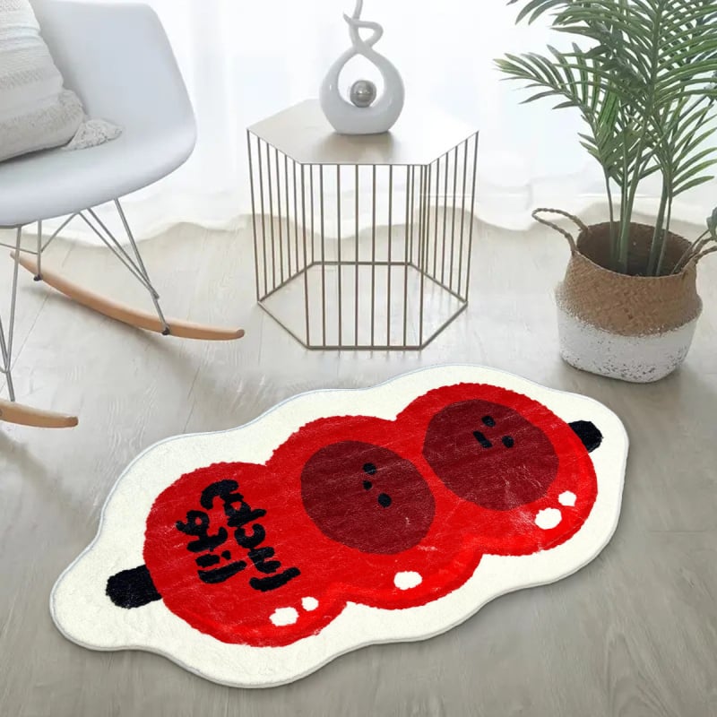 Килим за под с карикатурен принт, полиестерни влакна, квадратна форма, печатен дизайн, измиващ се, персонализируеми