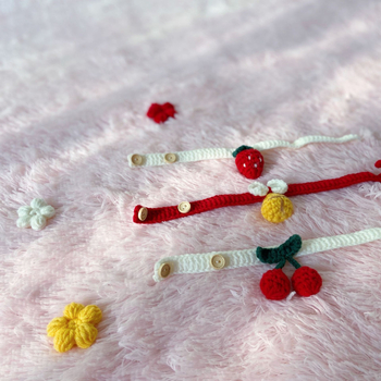 Ogrlica za mačke, ručno pleteni baršunasti konac, crtani stil, pogodna za mačke i pse, za sve sezone