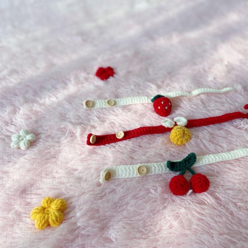 Ogrlica za mačke, ručno pleteni baršunasti konac, crtani stil, pogodna za mačke i pse, za sve sezone