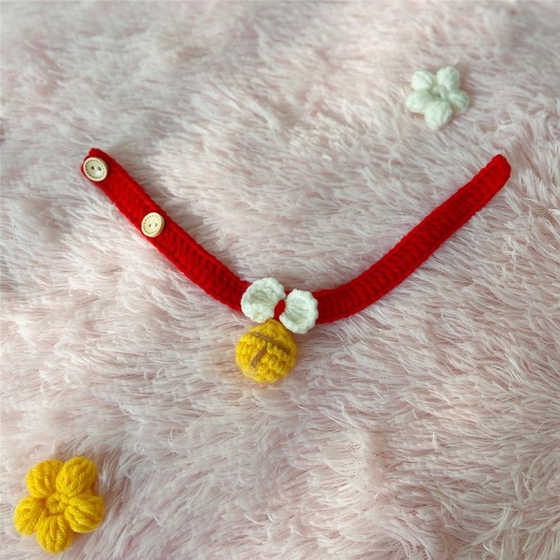 Ogrlica za mačke, ručno pleteni baršunasti konac, crtani stil, pogodna za mačke i pse, za sve sezone