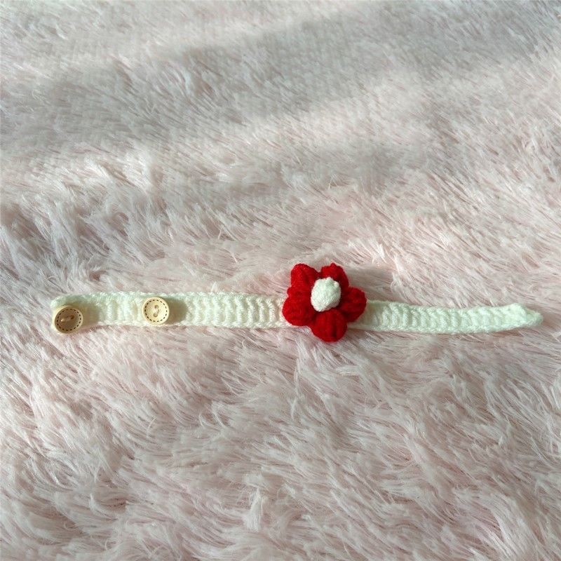 Ogrlica za mačke, ručno pleteni baršunasti konac, crtani stil, pogodna za mačke i pse, za sve sezone