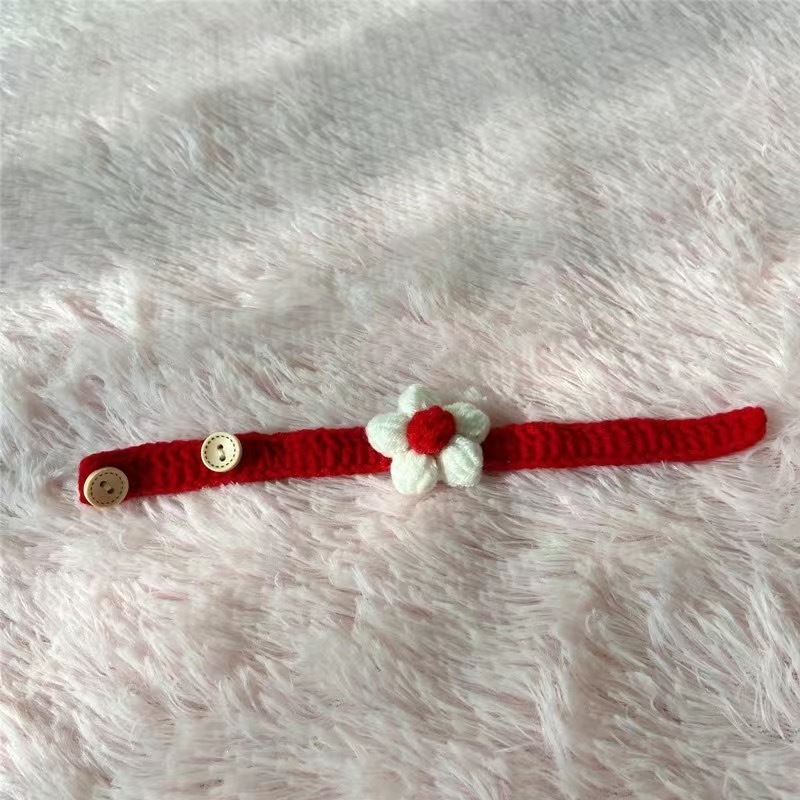 Ogrlica za mačke, ručno pleteni baršunasti konac, crtani stil, pogodna za mačke i pse, za sve sezone