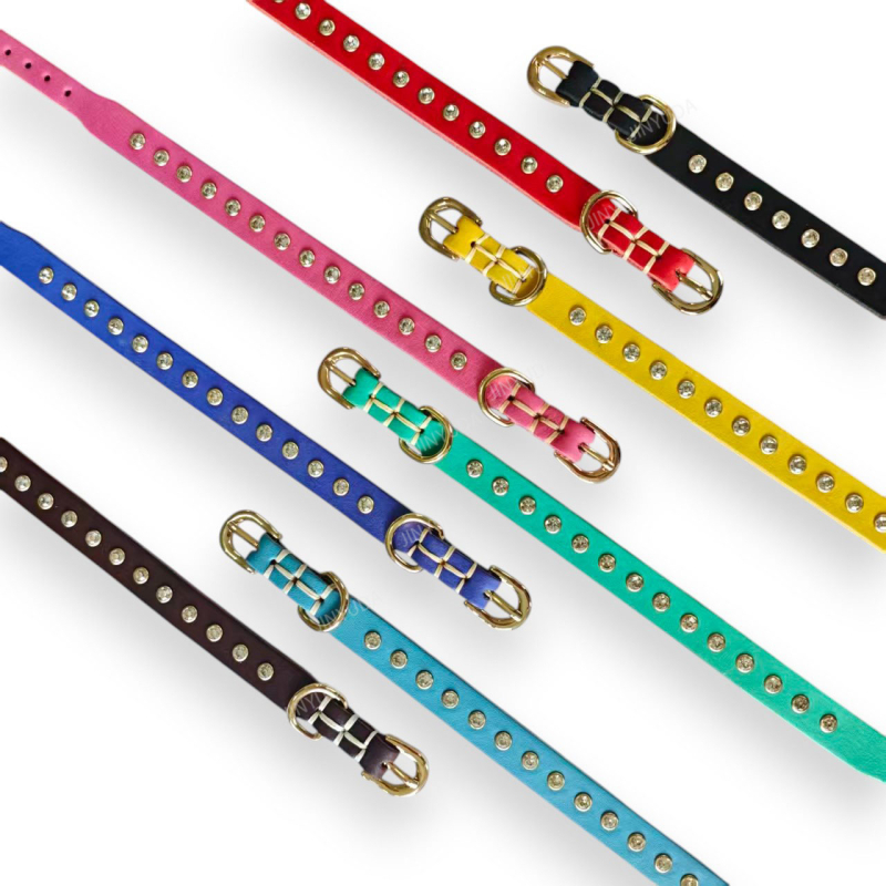 Ovratnik za kućne ljubimce s dijamantnim uzorkom – Dijamantni uzorak, koža od bivola punog zrna, sjajan završetak, opća namjena