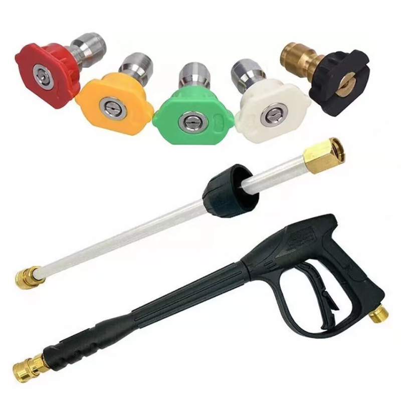 Pistolj za pranje automobila visokog tlaka s bakrenim ventilskim jezgrom, 1/4 brzo spajanje, duga mlaznica M22, set od pet boja