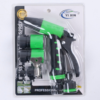 Домашна водна пушка за миене на автомобили и поливане на градина — Yixin, глава от пластмаса, дръжка от пластмаса, атмосферно налягане, комплект от 4 части