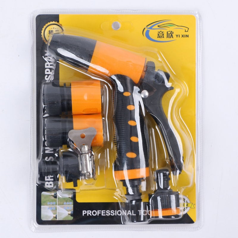 Домашна водна пушка за миене на автомобили и поливане на градина — Yixin, глава от пластмаса, дръжка от пластмаса, атмосферно налягане, комплект от 4 части