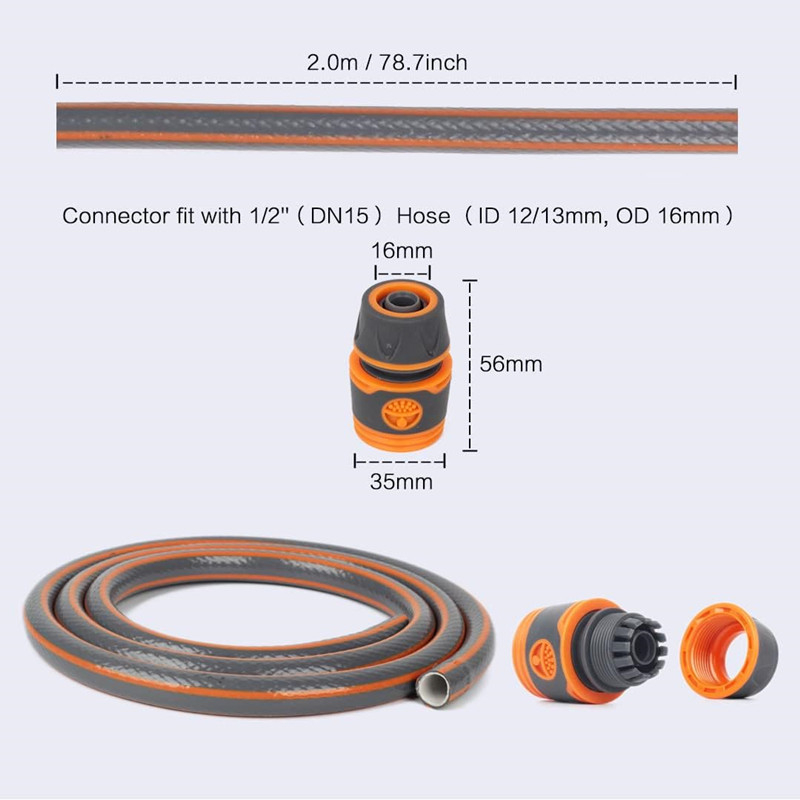 PVC σωλήνας νερού κήπου για οικιακό πλύσιμο αυτοκινήτων, ανθεκτικός σε θερμοκρασίες έως 50°C, υψηλής πίεσης, βάρος 200 g, ιδανικός για πότισμα κήπων