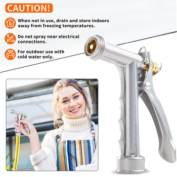 Изцяло метален воден пистолет с латунна глава, подходящ за поливане на растения, миене на кола и напояване.