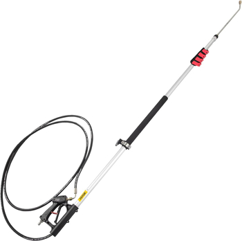 Pistol de înaltă presiune cu tijă telescopică și extindere, oțel inoxidabil, curățarea pereților exteriori cu duză