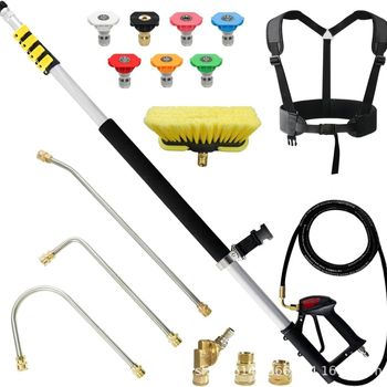 Pistol de înaltă presiune cu tijă telescopică și extindere, oțel inoxidabil, curățarea pereților exteriori cu duză
