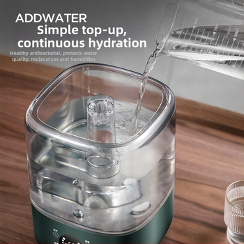 Meleg köddel működő párásító nagyobb helyiségekhez, tartály 4,1–6,0 L, 41–60 m² lefedettség, sterilizálás, csendes üzem 36 dB alatt, időzítő 2–8 óra