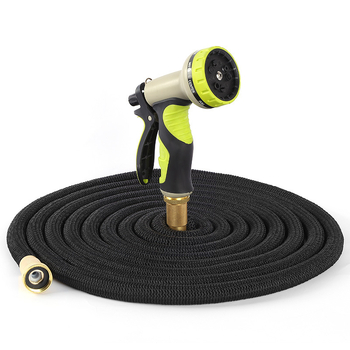 Furtun de grădină cu pistol de stropit — cauciuc natural, latex cu dublu strat, conectori din cupru, lungime 25FT, presiune apă 0,8 MPa, rază de stropire 10, pentru udarea grădinii, spălarea mașinii, irigații agricole