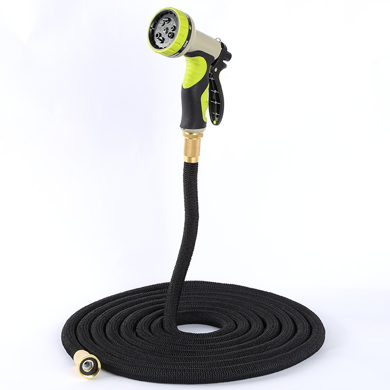 Furtun de grădină cu pistol de stropit — cauciuc natural, latex cu dublu strat, conectori din cupru, lungime 25FT, presiune apă 0,8 MPa, rază de stropire 10, pentru udarea grădinii, spălarea mașinii, irigații agricole