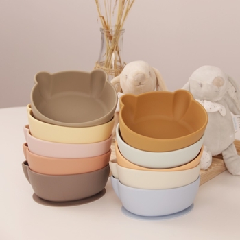 Silikoninis kūdikių maisto dubenėlis meškiuko formos, maisto kokybė, atsparus kritimams ir nudegimams