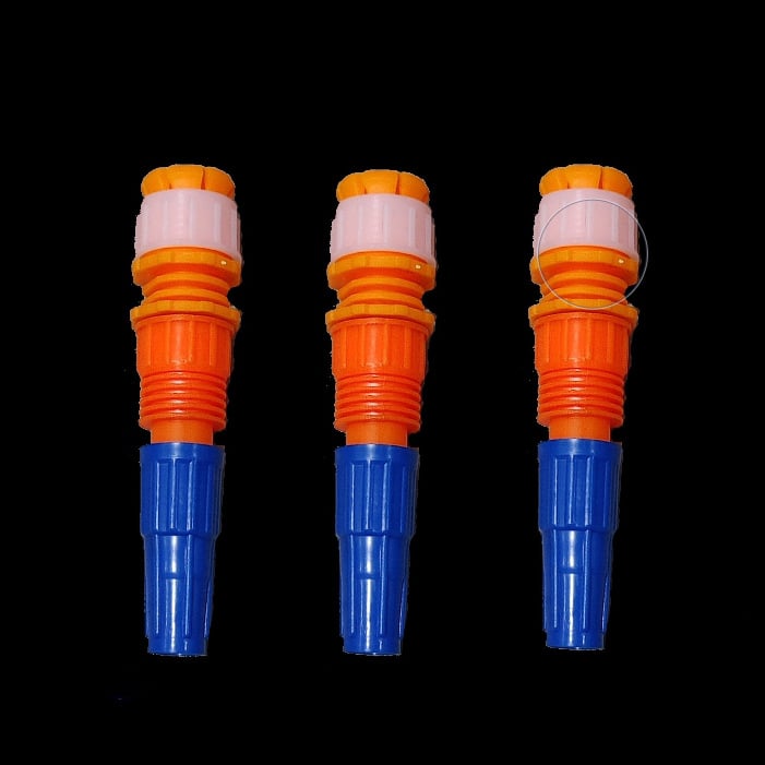 Duză pentru furtun de grădină – corp din plastic, cap din plastic tehnic, modele 16/20/25, presiune generală a apei, rază de stropire 3