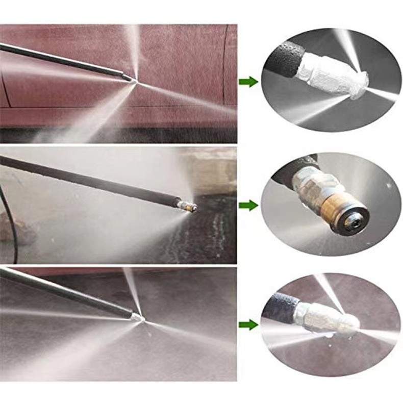 Σετ ακροφυσίων για απόφραξη σωληνώσεων με υψηλή πίεση - εσωτερική διάμετρος 6 mm, υλικό καουτσούκ-πλαστικό, βάρος 3, περιστρεφόμενος σύνδεσμος, συμβατό με Kärcher K-Series