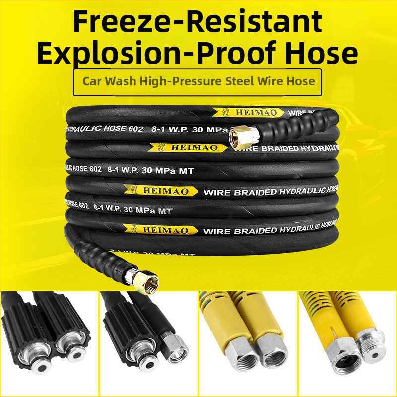 Vysokotlakový vodný hadica na čistenie auta s oceľovým vláknom a odolným textilným povrchom (Materiál: textil; Hmotnosť: 10 kg; Model: Oceľové vlákno)