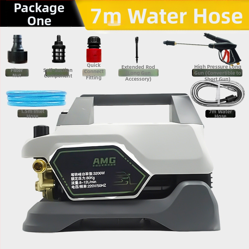 Prenosný vysokotlakový čistič auta s meďou jadrom motoru, 220V, 1800W nominálna / 3200W špičková, max tlak 100 bar, prietok až 12 L/min