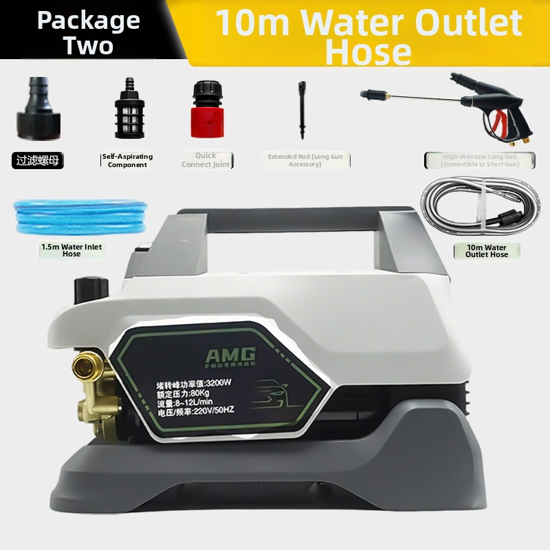 Prenosný vysokotlakový čistič auta s meďou jadrom motoru, 220V, 1800W nominálna / 3200W špičková, max tlak 100 bar, prietok až 12 L/min