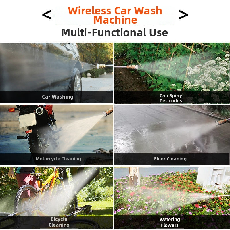 Vysokotlakový čistiaci nástroj na auto s lítiovou batériou, pre domáce použitie, 1800 W, 220 V, hadica 6–10 m, objem až 16 L, tryska na čistenie auta