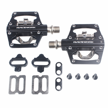 RACEWORK RK213 MTB pedale sa SPD zaključavanjem, dvostruka upotreba, aluminijska legura, CNC obrađene