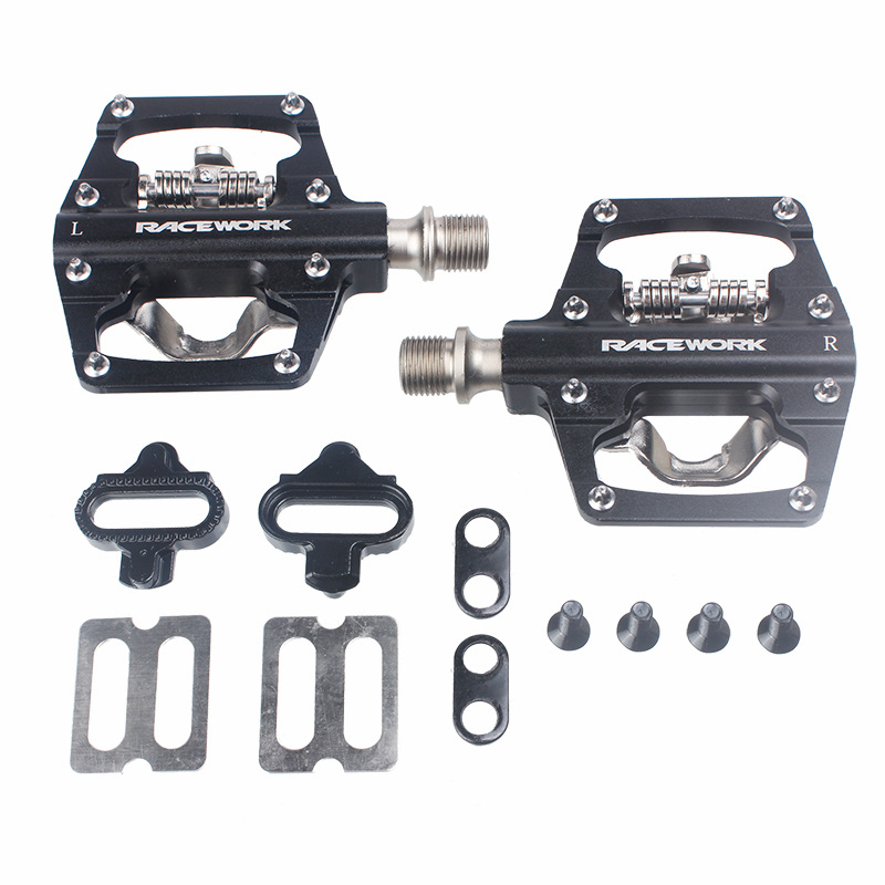 RACEWORK RK213 MTB pedale sa SPD zaključavanjem, dvostruka upotreba, aluminijska legura, CNC obrađene
