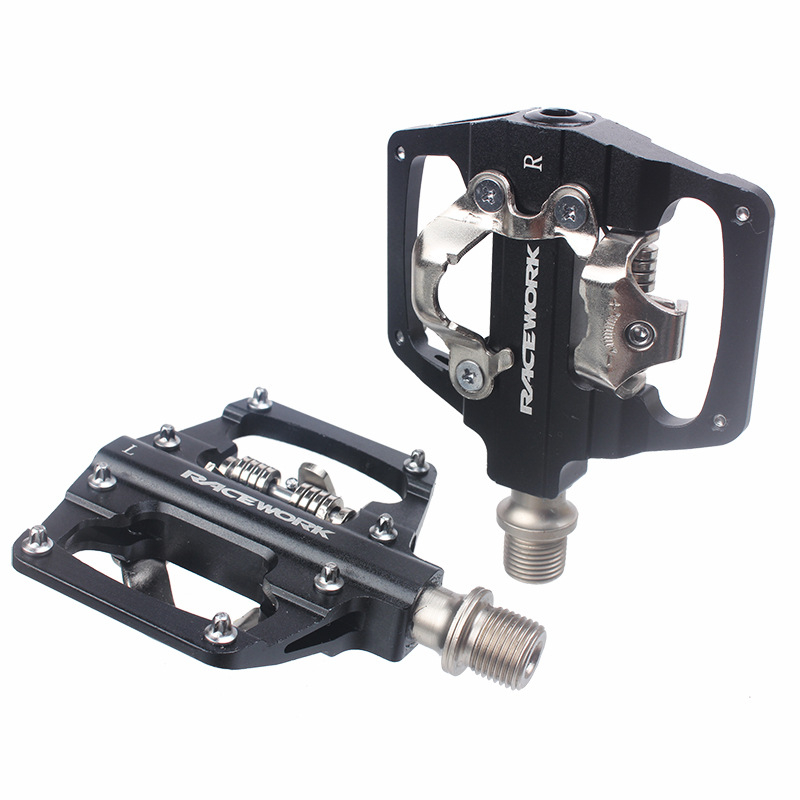 RACEWORK RK213 MTB pedale sa SPD zaključavanjem, dvostruka upotreba, aluminijska legura, CNC obrađene