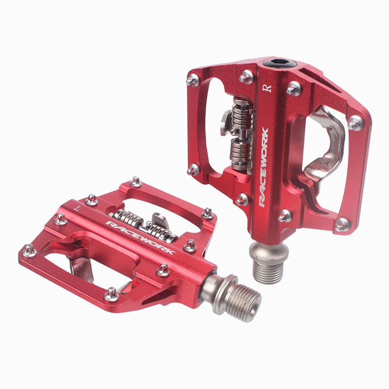 RACEWORK RK213 MTB pedale sa SPD zaključavanjem, dvostruka upotreba, aluminijska legura, CNC obrađene