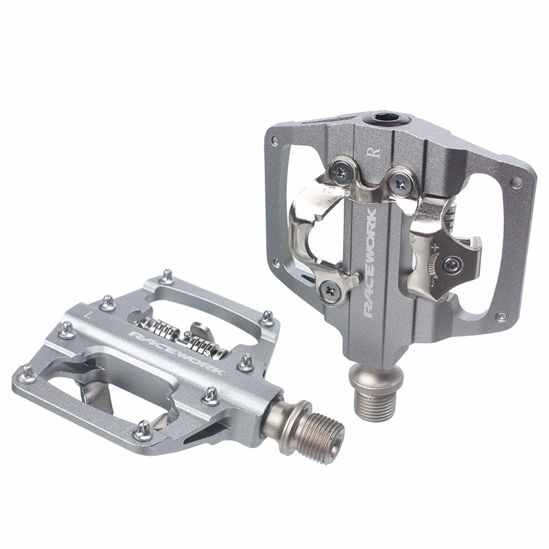 RACEWORK RK213 MTB pedale sa SPD zaključavanjem, dvostruka upotreba, aluminijska legura, CNC obrađene