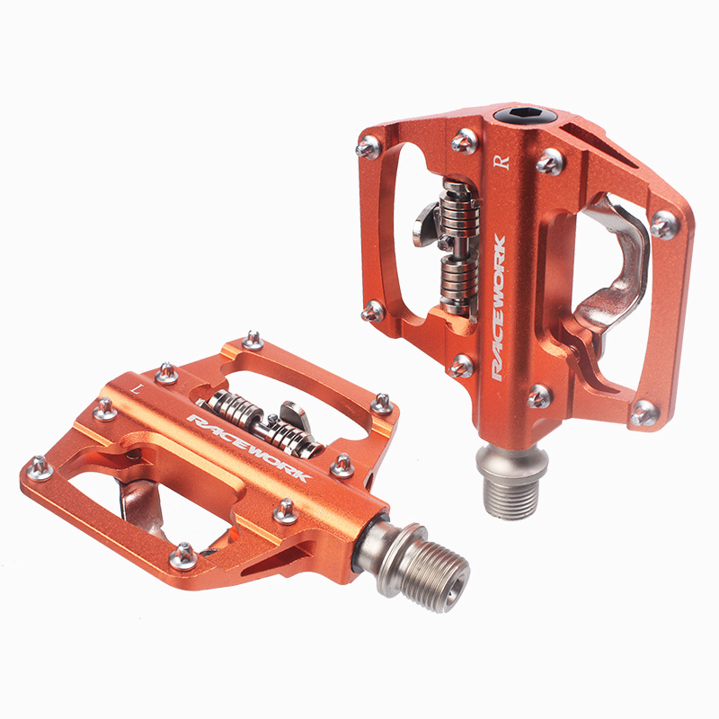 RACEWORK RK213 MTB pedale sa SPD zaključavanjem, dvostruka upotreba, aluminijska legura, CNC obrađene
