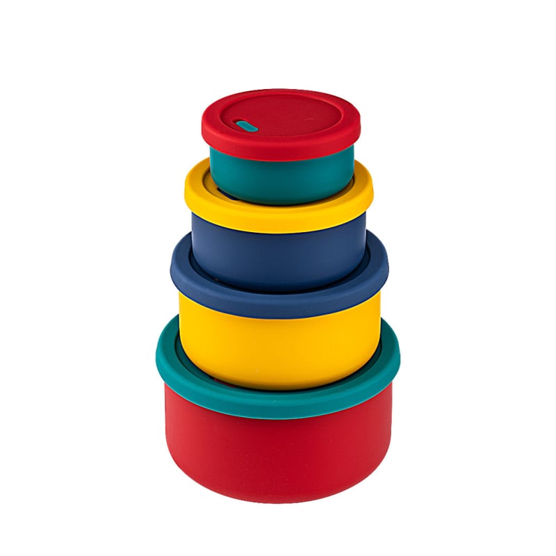 Cutie de prânz din silicon circulară, compatibilă cu microundele, menține temperatura, cu strat simplu sau dublu