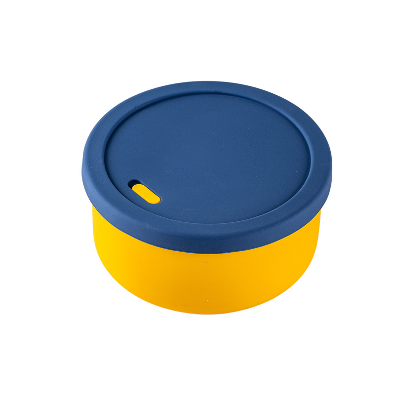 Cutie de prânz din silicon circulară, compatibilă cu microundele, menține temperatura, cu strat simplu sau dublu