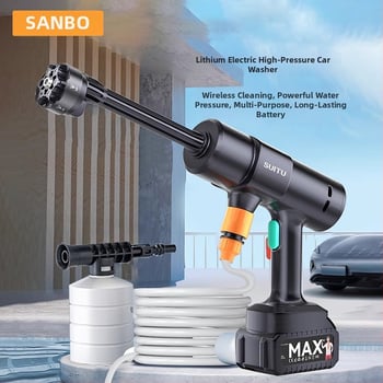 Spălător auto fără fir cu presiune înaltă, baterie Li-ion reîncărcabilă 7,4V, 60W, furtun 10 m, debit 20 L/min
